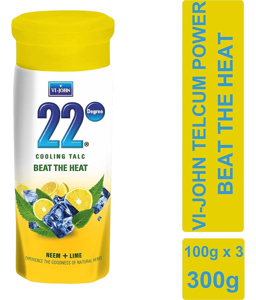 Vi-John Beat The Heat Lime, Neem & Mint (100g x3) Talc 100 gm Pack of 3