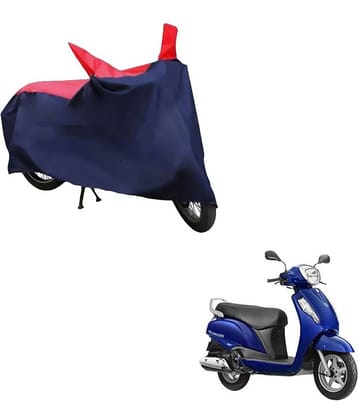 AutoRetail Dust Proof Two Wheeler Polyster Cover for Suzuki Access (Mirror Pocket, Red and Blue Color)