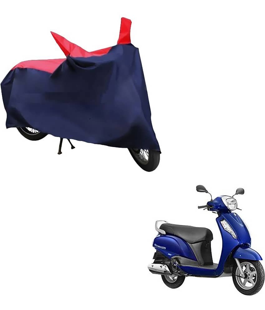AutoRetail Dust Proof Two Wheeler Polyster Cover for Suzuki Access (Mirror Pocket, Red and Blue Color)