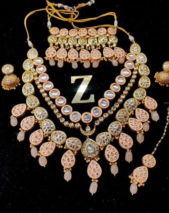 ZEVAR | Kundan Necklace Earring With Maangtika set