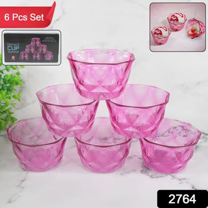 6pc Diamond shape ice cream bowl set | Assorted Colour