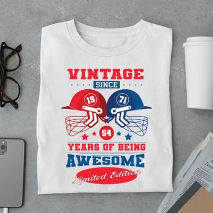 Vintage 1971 Limited Edition Retro Cricket Helmet T-Shirt – Premium Birthday Gift-White / S