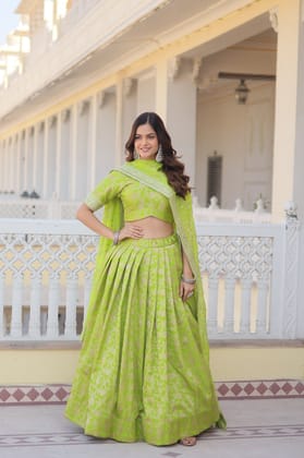 Designer Dyeable Pure Viscose Jacquard fabric Lehenga Choli & Dupatta Set LEHENGA CHOLI COLLECTIONS