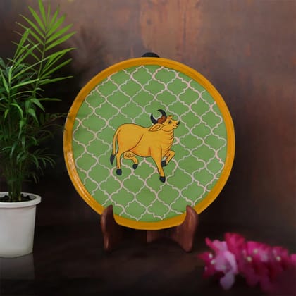 Handpainted Pichwai Cow Painting Wall Plate 10 Handpainted Pichwai Cow Painting Wall Plate 10