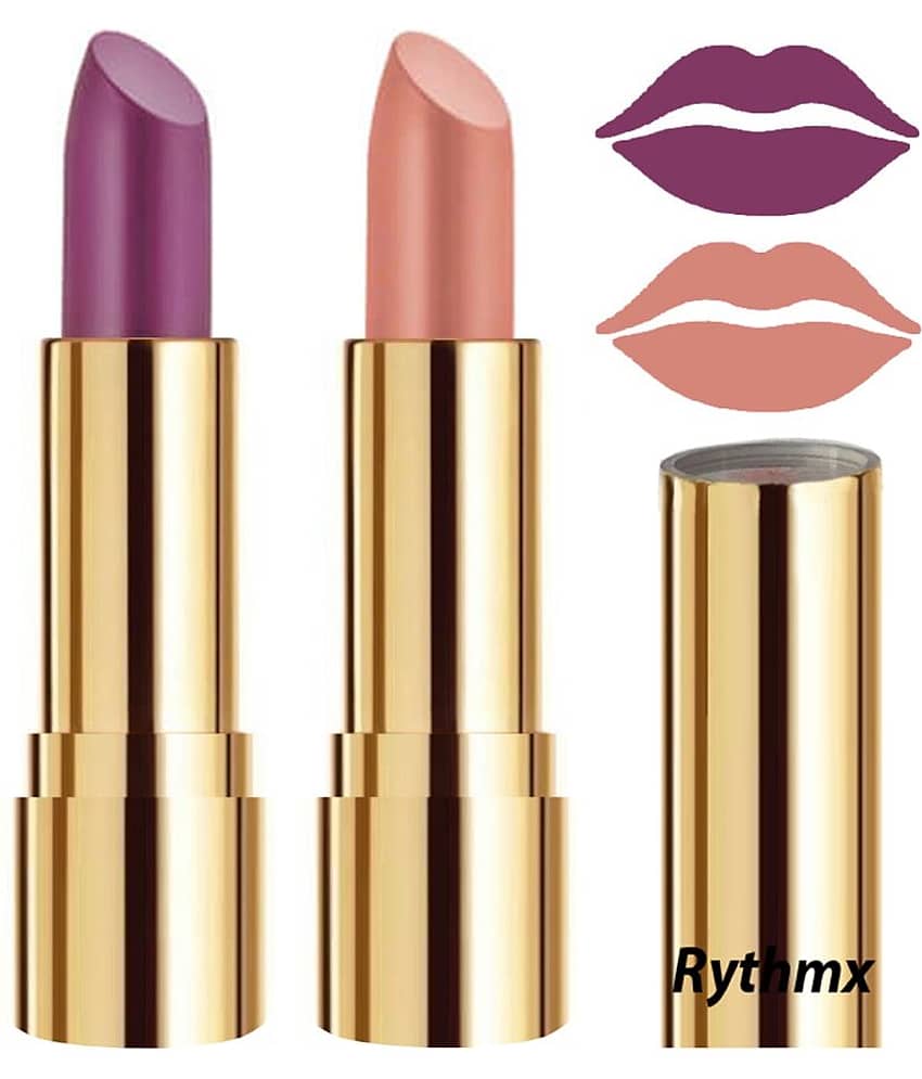 Rythmx Purple,Peach Matte Creme Lipstick Long Stay on Lips Multi Pack of 2 8 g
