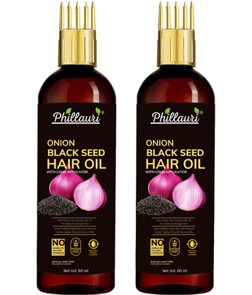 Phillauri Black seed Onion Oil for Hair Regrowth Hair Oil for Men and Women Hair Oil (60 ml) Pack of 2