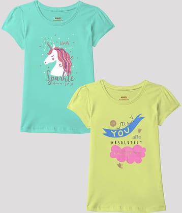 Ariel Pack of 2 Girls Cotton T-Shirt ( Multicolor )
