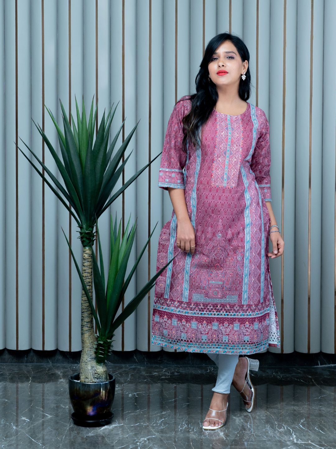 Maroon Schiffli Kurti-38