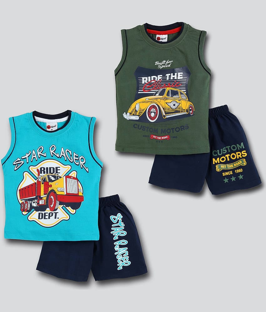 Mars Infiniti Pack of 2 Baby Boys Cotton T-Shirt & Shorts ( Yellow )