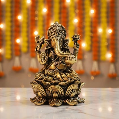 Brass Ganesh Ji Decorative Idol – Handmade Brass Ganesha Murti, Height : 4 Inch (BSMAS1826 G)