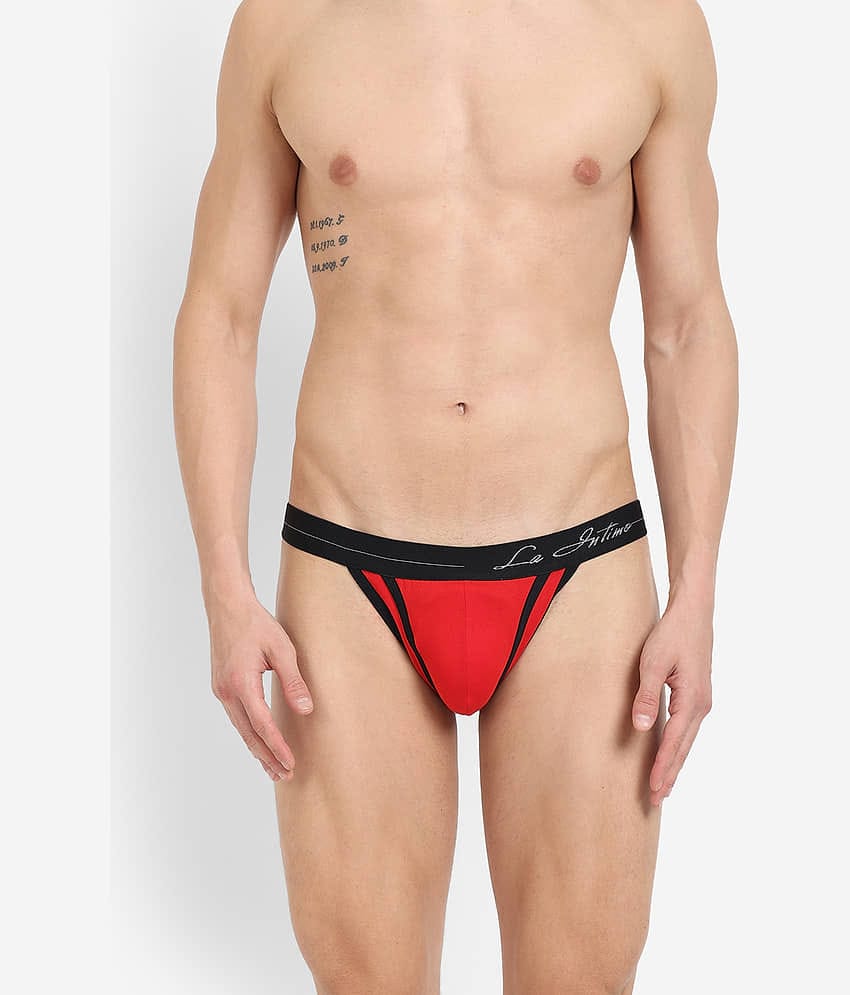 La Intimo Pack of 1 Cotton Blend Briefs For Men's ( Red )