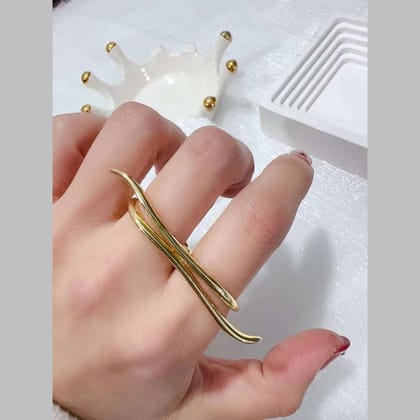 Dual Nail 18K Gold Anti Tarnish Free Size Ring For Women-Silver