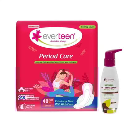 everteen Period Care XL Soft 40 Pads and Witch Hazel Intimate Wash 105ml