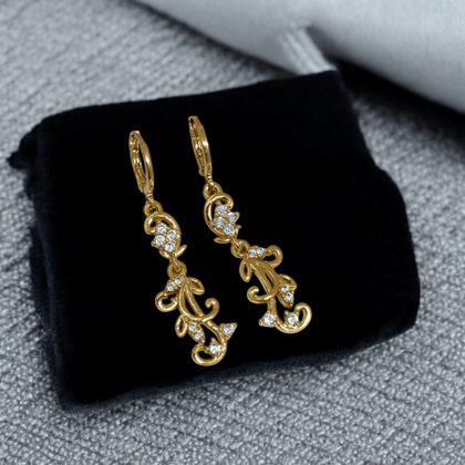 Gold-Plated Earrings with Diamonds