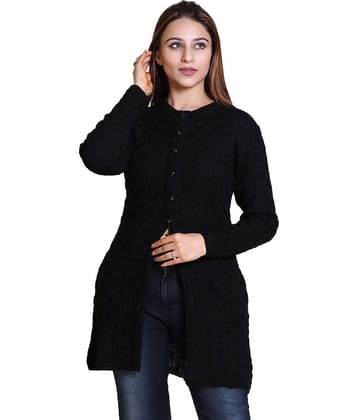 Varenyam Acrylic Black Buttoned Cardigans -