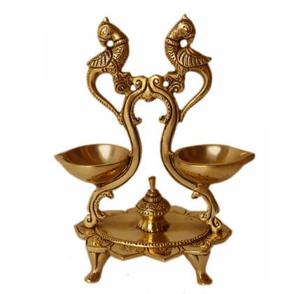Brass Peacock Diya Jyoti Deepak Oil Lamp 2 Wicks - Traditional Oil Lamp for Temple & Home, Height : 7.2 Inch (BSMAS1159 A) Brass Peacock Diya Jyoti Deepak Oil Lamp 2 Wicks - Traditional Oil Lamp for Temple & Home, Height : 7.2 Inch (BSMAS1159 A)