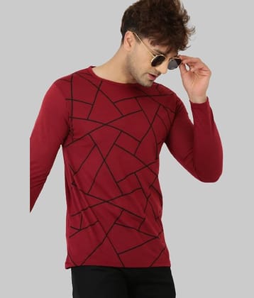 Leotude Pack of 1 Cotton Blend Regular Fit Men's T-Shirt ( Maroon )