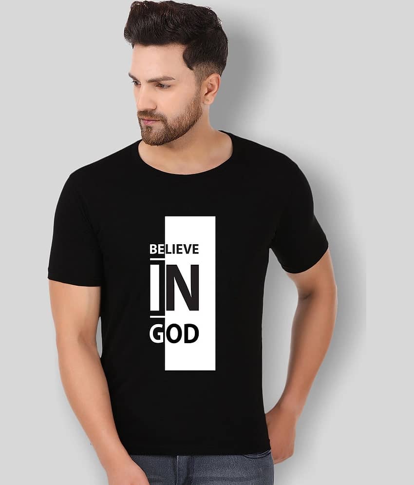 Prabhu Bhakti Pack of 1 Cotton Blend Regular Fit Men's T-Shirt ( Black )