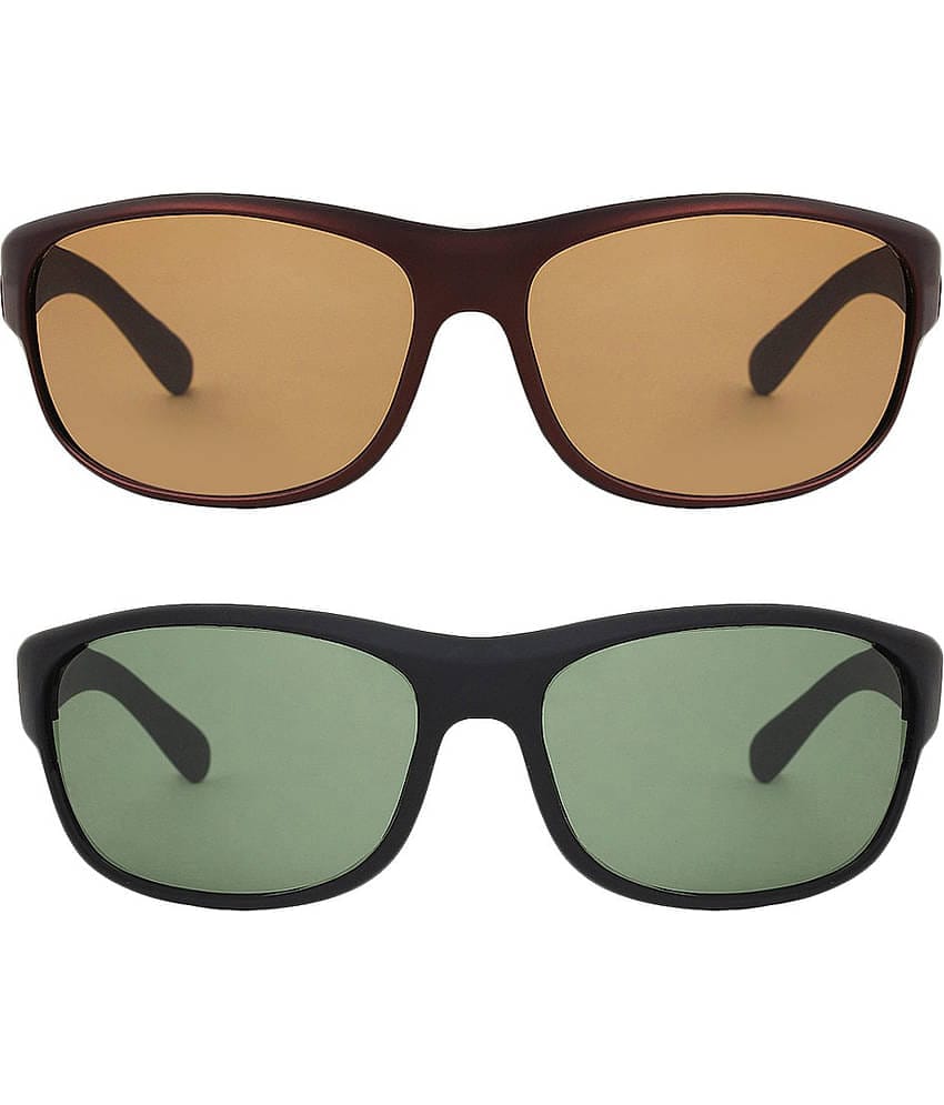 Kanny Devis - Bronze Wrap Around Sunglasses ( Pack of 2 )