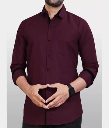 JEEVAAN - THE PERFECT FASHION Cotton Blend Slim Fit Solids Full Sleeves Men's Casual Shirt - Maroon ( Pack of 1 )