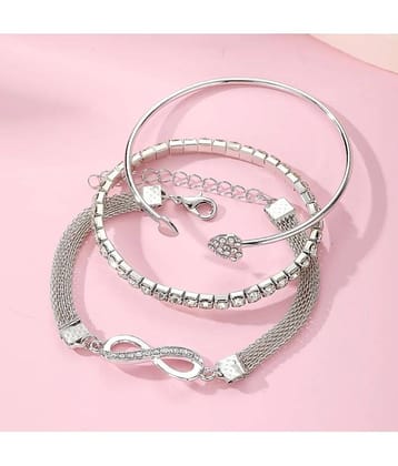 FASHION FRILL Silver Bracelet ( Pack of 3 )
