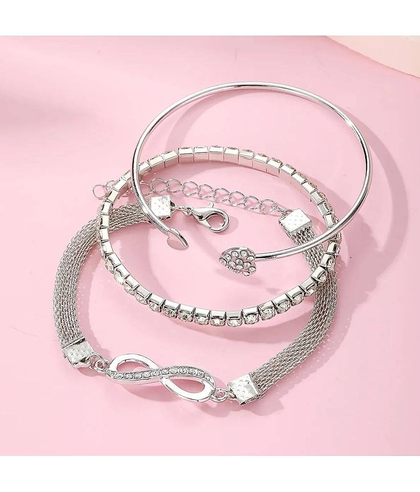 FASHION FRILL Silver Bracelet ( Pack of 3 )