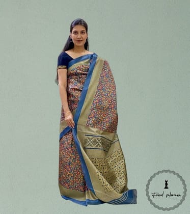 Semi Tussar Silk Saree with Tribal Print Art at Best Price