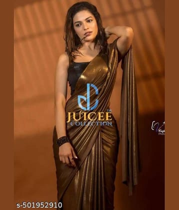 Shivadit ethnic Lycra Solid Regular Saree With Unstitched Blouse Piece ( Black )
