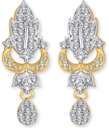 Spargz Contemporary Brass Two Tone Plated CZ Stone Tops Earring For Women FER_030