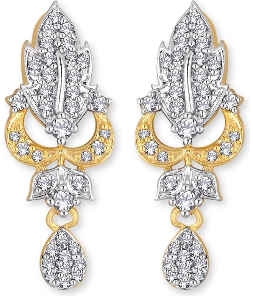 Spargz Contemporary Brass Two Tone Plated CZ Stone Tops Earring For Women FER_030
