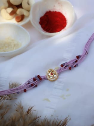 Dhruv Kundan Purple Rakhi-Purple