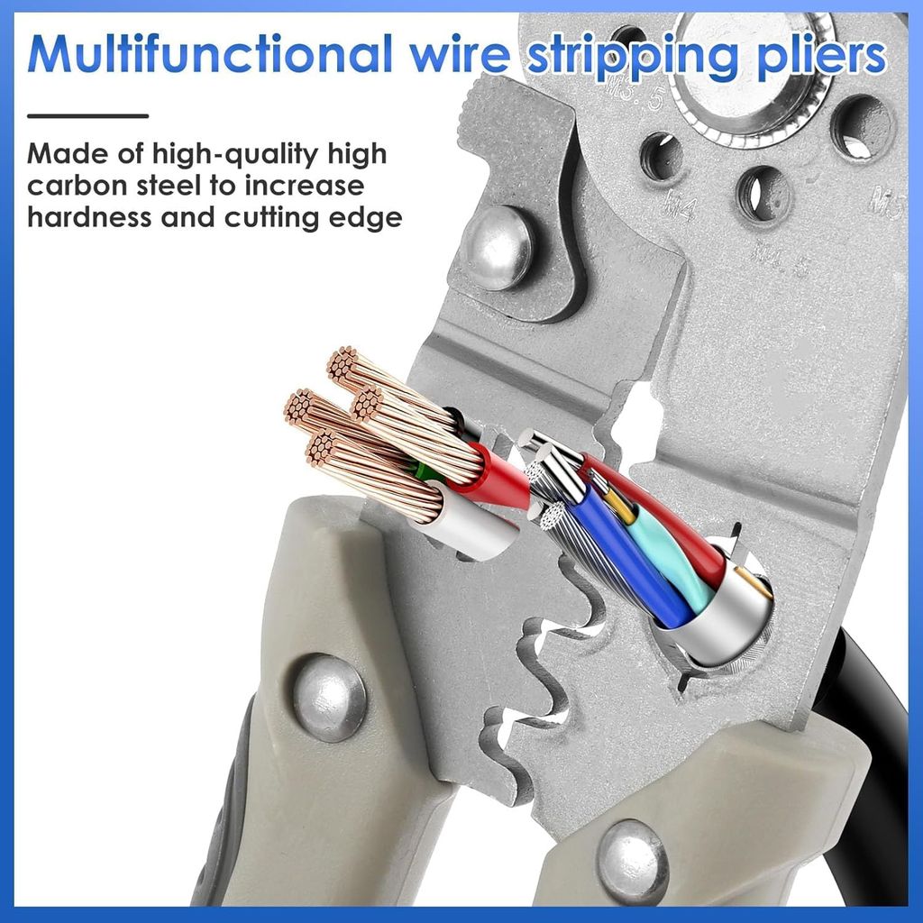 All-in-1 Multifunction Stainless Steel Wire Stripper, Cutter & Crimper – Heavy-Duty Cable Stripping & Wiring Tool for Electrical, Automotive, and DIY Use