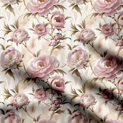 Lovely peony ornaments flowers Print Fabric-Cotton
