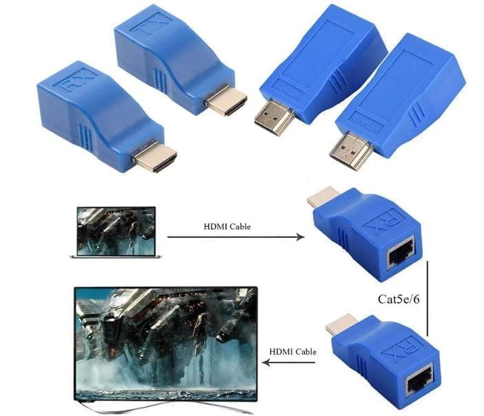 HD Extender Cat-5E/6 30m to RJ45 Support hd 2.0