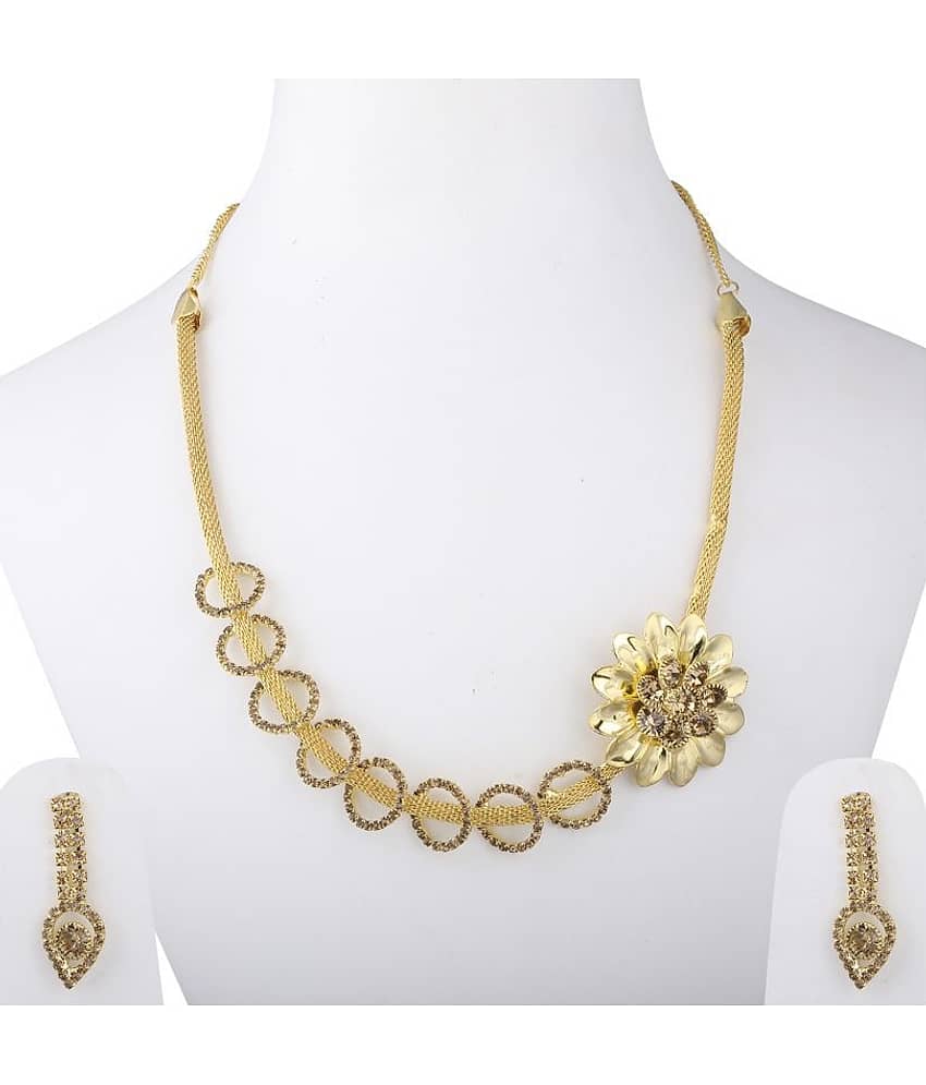 Silver Shine Alloy Golden Traditional Necklaces Set Contemporary