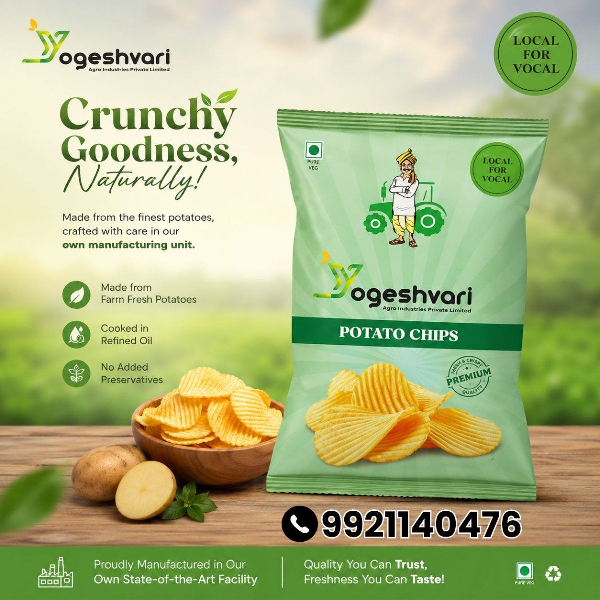 Yogeshvari Potato Chips (16g) | Farm Fresh & Crunchy | Classic Snack