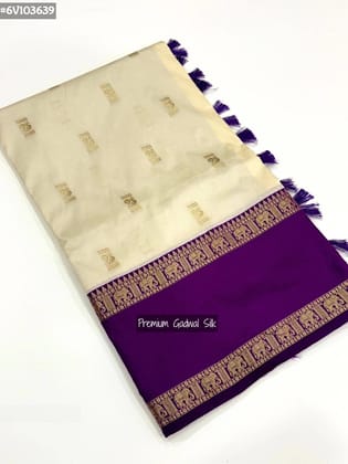 Presenting you all the most demanded kanchi soft gadwal silk saree with woven zari buttas  along with contrast weaving Gap zari border and rich pallu