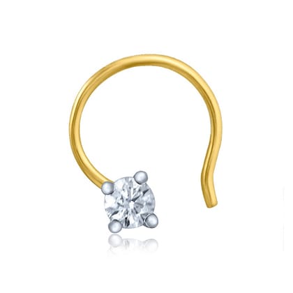 Senco Gold Marvellous Glow Solitaire Nose Pin (0.25 gram / 0.18 Ct / GH-VS / 18K Yellow Gold)