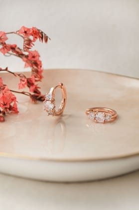 Past Present And Future Rose Gold Plated Sterling Silver Hoop Earrings-Rose