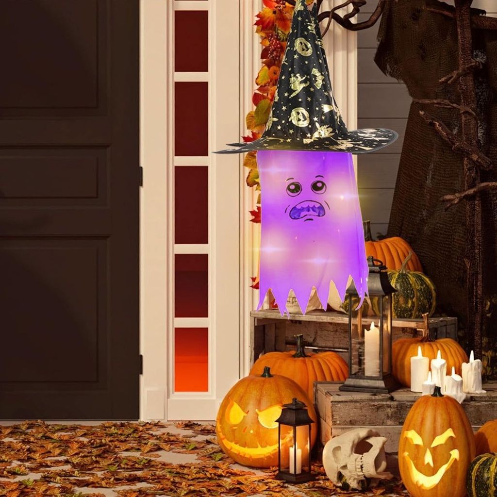Light Up Purple Hanging Witch Hat for Halloween Decor- 1PC - Party and Festive Needs | Buy online on ZillyBuy
