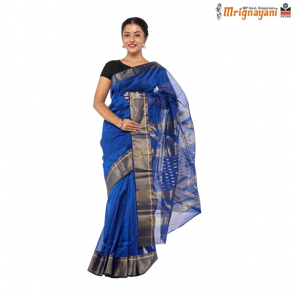 HANDLOOM MAHESHWARI SILK SAREE WITH BLOUSE (SKU - 3S0105300422, SAREE-1076) - Sarees | Buy online on ZillyBuy