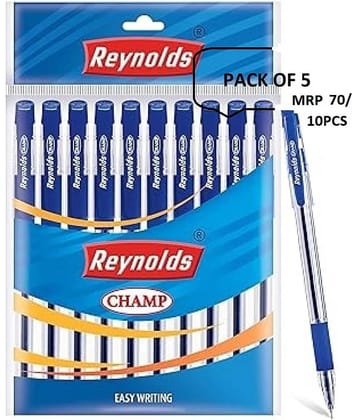 Reynolds Champ Ball Pen 10 Pcs Blue (Pack of 5)