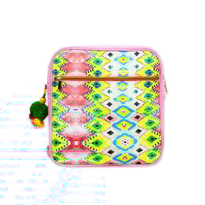 Printed Backpack- Pink Ikkat