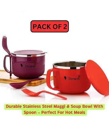 purple dust Noodles Bowl Stainless Steel Soup Bowl 9 cm ( Set of 2 ) Assorted