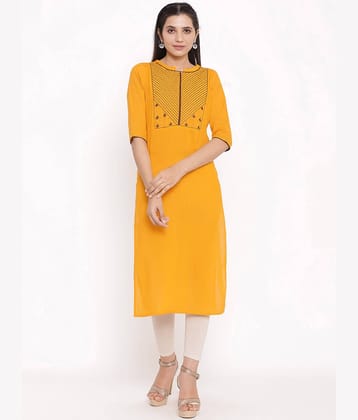 SAART BUNAAI Yellow Cotton Straight Kurti