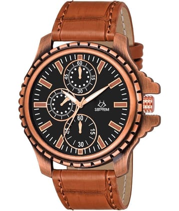 Septem Brown Leather Analog Men's Watch