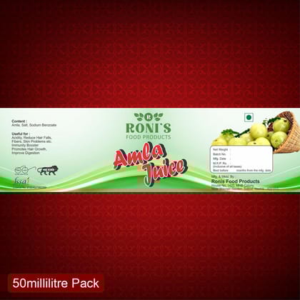 Roni's Pure Amla Juice (50ml) | Natural Indian Gooseberry Extract | Detox Drink | Immunity Booster & Metabolism Support