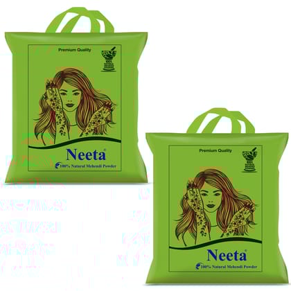 Neeta 100% Natural Mehendi Powder for Hair Colour 250g Pack of 2, Pure Rajasthani Henna Powder with GI Tag for Hair, Hands & Feet, Rich Brown Shades