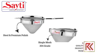Sayti Stainless Steel Conical Strainer, 304 Grade Single Mesh, Premium Polish, Large, Pack of 2 Sayti Stainless Steel Conical Strainer, 304 Grade Single Mesh, Premium Polish, Large, Pack of 2