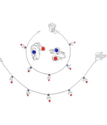 AanyaCentric - Gold Toe Rings & Anklet Set ( Pack of 4 )